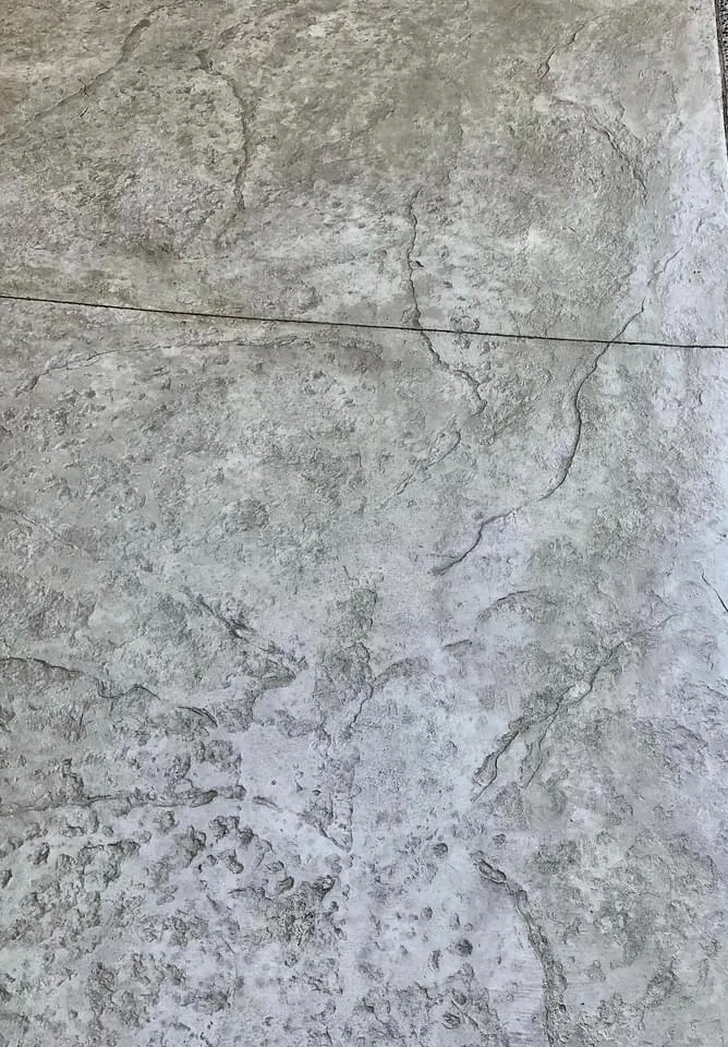 Slate-texture stamped concrete surface close up